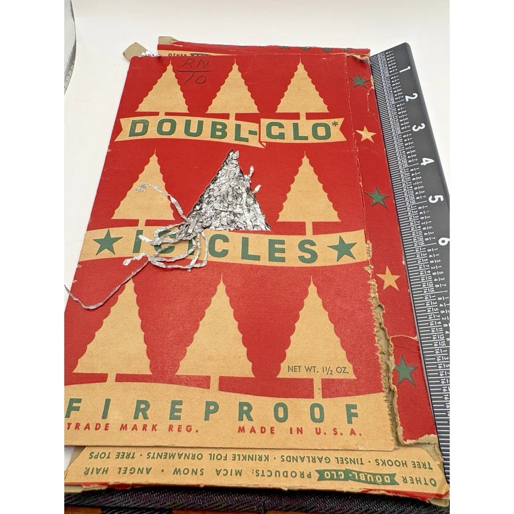 Vintage 1950’S Double-Glo Fireproof Icicles Silver Tinsel Ribbon Christmas Decor
